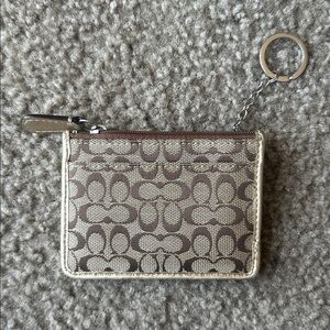 Coach Brown and Cream Signature Keychain Pouch